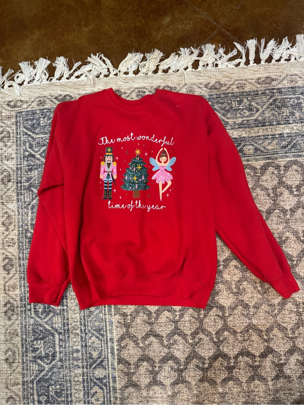 Gildan Red Christmas Nutcracker & Ballerina Sweatshirt